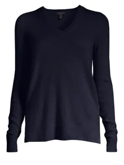 Saks Fifth Avenue Collection Featherweight Cashmere V-neck Sweater In Navy Dusk