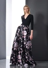 THEIA 3/4 SLEEVE FLORAL EVENING GOWN,TH19PFG4121-1