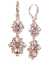 MARCHESA ROSE GOLD-TONE CRYSTAL CLUSTER DOUBLE DROP EARRINGS