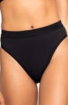 L*space French Cut High Waist Textured Swim Bottoms In Black