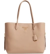 PRADA DAINO SIDE ZIP LEATHER SHOPPER,1BG146 2BBEV OLM25