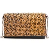 Christian Louboutin Paloma Spiked Leopard-print Suede And Leather Clutch In Caramel/ Black/ Mix Metal