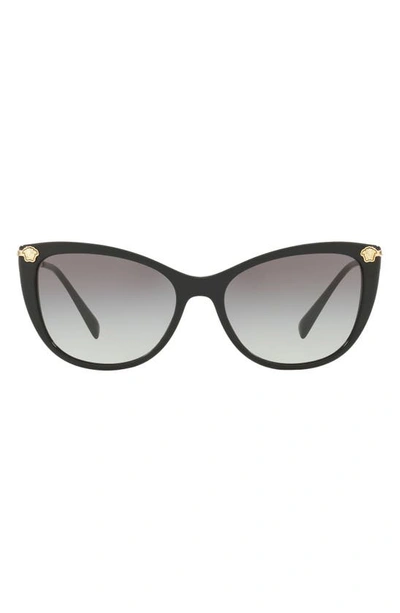 Versace Gradient Cat-eye Sunglasses W/ Crystal Trim In Black/gray