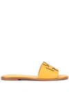 Tory Burch Logo Patch Slides In Yellow