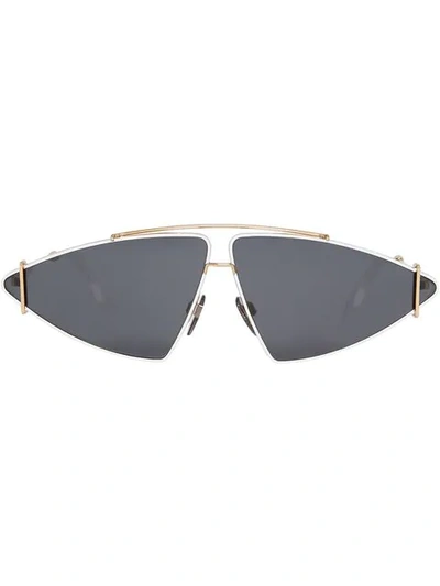 Burberry Gold-plated Triangular Frame Sunglasses In White