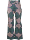 La Doublej Hendrix Slinky-print Cotton-blend Trousers In Green