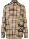 BURBERRY BURBERRY LOGO PRINT CHECKED SHIRT - NEUTRALS