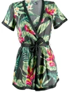 MC2 SAINT BARTH MC2 SAINT BARTH TROPICAL PRINT WRAP PLAYSUIT - GREEN