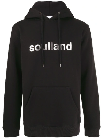 Soulland Logo Drawstring Hoodie In Black