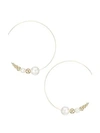 JULES SMITH 9MM White Pearl, 6MM White Pearl & 14K Goldplated Hoop Earrings