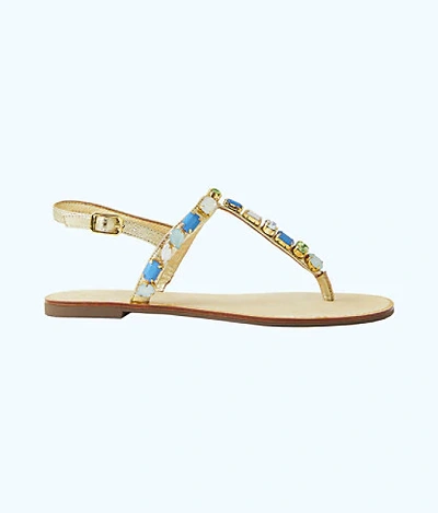 Lilly Pulitzer Raysa Embellished Sandal In Gold Metallic