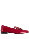 CHLOÉ CHLOÉ 'C' EMBELLISHED LOAFERS - RED
