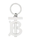 BURBERRY MONOGRAM MOTIF PALLADIUM-PLATED KEY RING