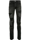 BALMAIN BALMAIN SLIM-FIT DESTROYED JEANS - BLACK