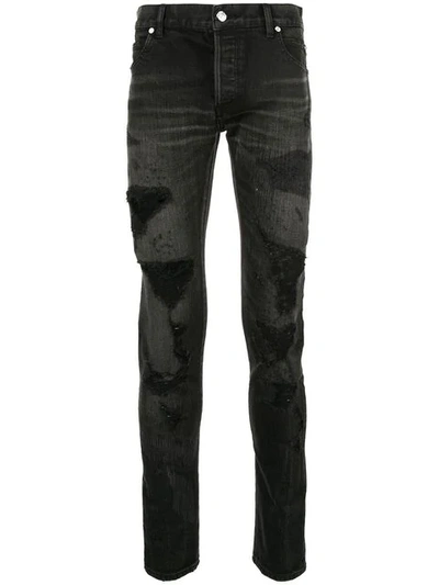 Balmain Slim-fit Destroyed Jeans - 黑色 In Black