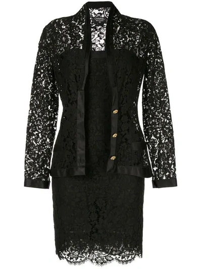 Pre-owned Chanel Setup Suit Jacket Dress In Black