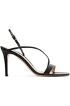 Gianvito Rossi Black Patent Manhattan Strappy 85 Sandals In Black