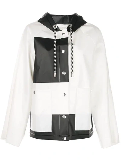 Proenza Schouler Pswl Colour-block Short Raincoat In 10113 White/black