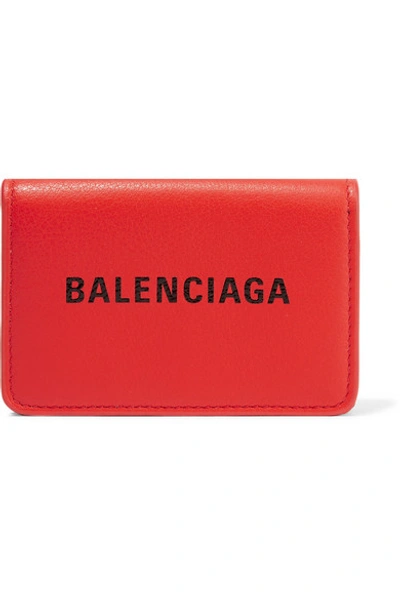 Balenciaga Everyday Mini Printed Leather Wallet In Red