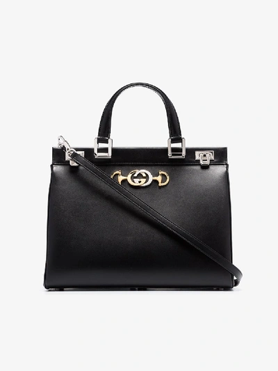 Gucci Zumi Grainy Leather Medium Top Handle Bag In Black