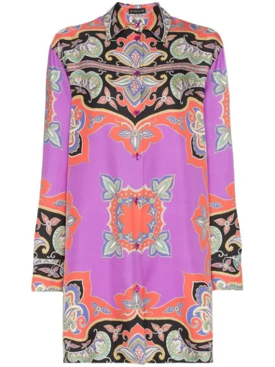 Etro Paisley Colorblocked Tunic In Pink
