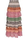 Zimmermann Amari High-rise Tiered Cotton-blend Maxi Skirt In Multicoloured