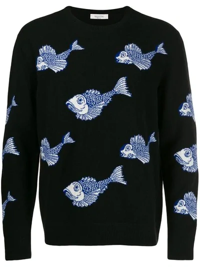 Valentino Koi Pond-jacquard Wool-blend Sweater In Multicolored