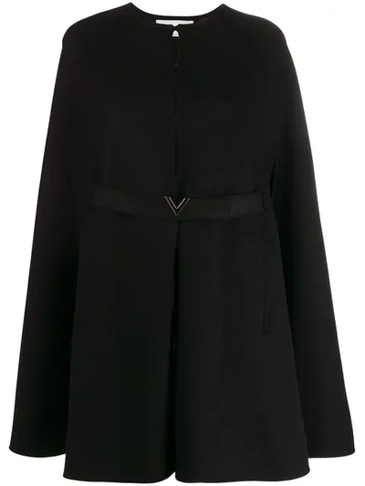 Valentino Branded-plaque Wool-and-cashmere Blend Cape In Black