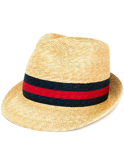 Gucci Woven Straw Fedora In Neutrals