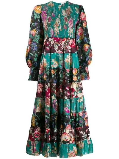 Zimmermann Allia Tiered Dress - 绿色 In Multicolor