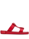 VALENTINO GARAVANI VALENTINO VALENTINO GARAVANI ROCKSTUD FLAT SANDALS - 红色