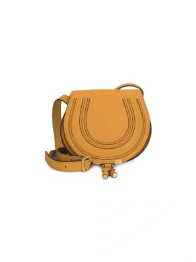 Chloé Mini Marcie Leather Saddle Bag In Burning Camel