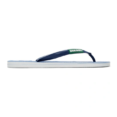 Diesel Blue Sa-briian Flip Flops In H7223 Wht/t