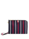 THOM BROWNE Small Striped Silk-Blend Wrist Pouch