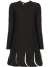 VALENTINO PLEATED CONTRAST HEM MINI DRESS