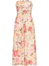 ZIMMERMANN HONOUR STRAPLESS FLORAL PRINT JUMPSUIT