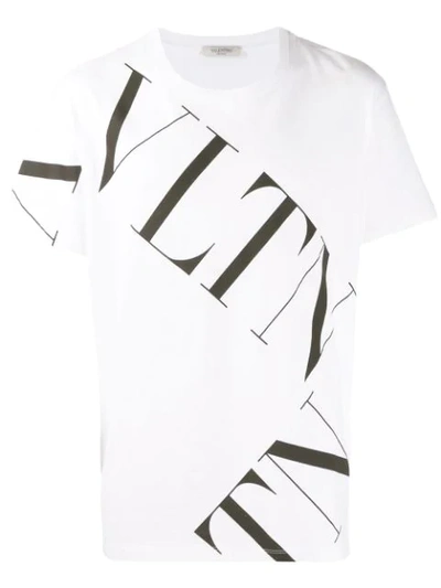 Valentino White 'vltn' Macrogrid T-shirt In A01bianco/