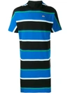 LACOSTE X OPENING CEREMONY LACOSTE X OPENING CEREMONY STRIPED WRAP COLLAR LONGLINE T-SHIRT - BLUE