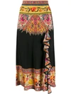 ETRO ETRO EMBROIDERED FRILL-TRIM SKIRT - 黑色