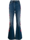 ETRO ETRO FLORAL EMBROIDERED FLARED JEANS - 蓝色