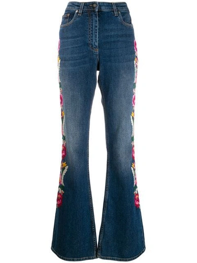 Etro Floral Embroidered Flared Jeans - 蓝色 In Blue