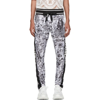 Dolce & Gabbana Dolce And Gabbana Black And White Love Tradition Lounge Pants In Hwy62f.bia