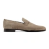 BRIONI BRIONI TAUPE SUEDE PENNY LOAFERS