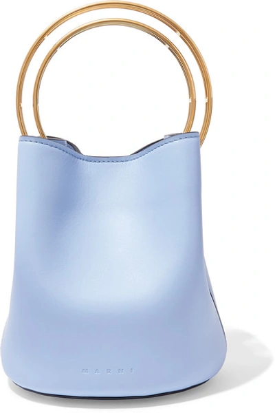 Marni Pannier Small Leather Bucket Bag In Blue