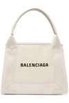 Balenciaga Cabas Xs Aj Leather-trimmed Printed Canvas Tote In Beige