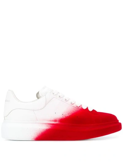 Alexander Mcqueen 'oversized Trainer' In Colourblock Flocked Leather In White