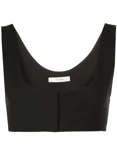 The Row Grazia Cropped Wool-blend Top In Black