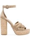 PRADA SUEDE ESPADRILLE PLATFORM SANDALS