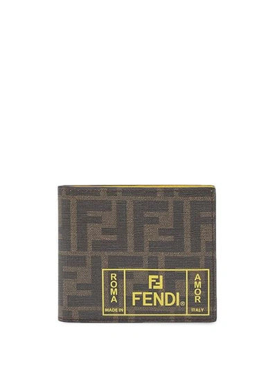 Fendi Ff Logo Coated Canvas Classic Wallet In Black