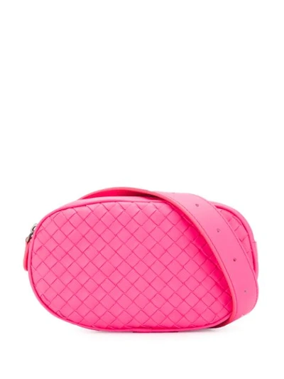 Bottega Veneta Intrecciato Woven Leather Belt Bag - Pink In 5609 -neon/neon